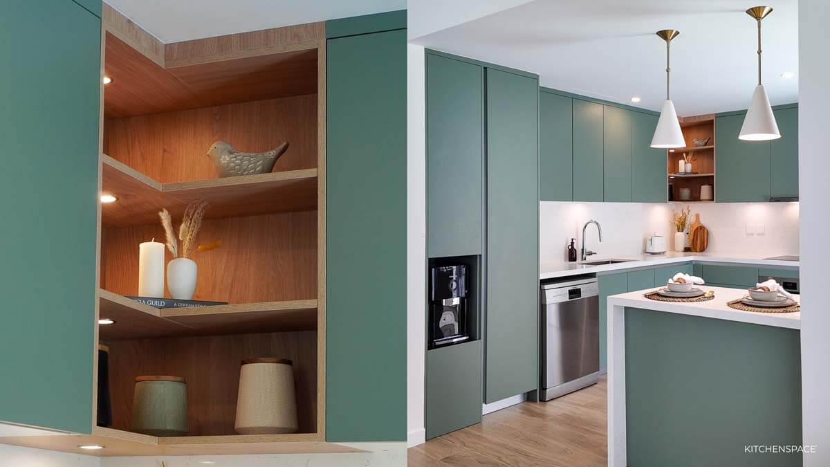 Sage Green with Wood Accent Kitchen 